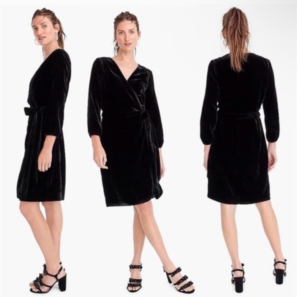 J. Crew NWT Black Velvet Wrap Dress